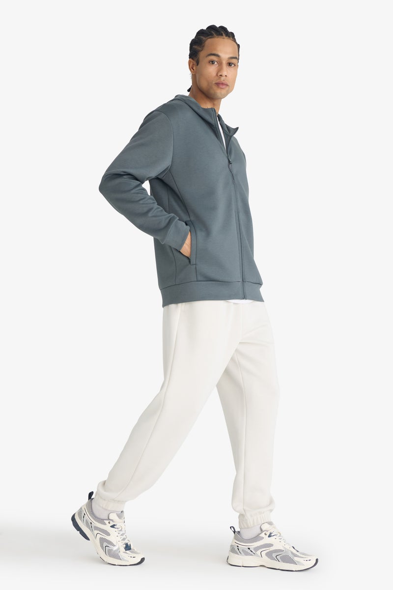 DeFacto Grey Man Standard Fit Hooded Cardigan Casual - Image 2